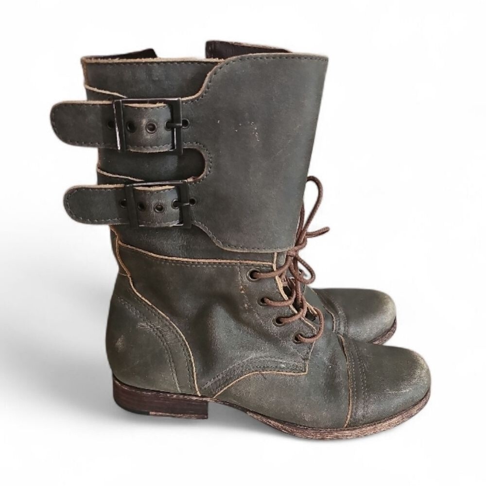 Anthropologie Matisse Lance Moto Boots Women 6.5 Distressed Leather Buckle